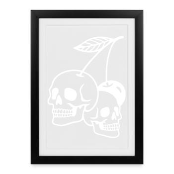 Illustration de crâne de cerisier foncé - Affiche encadrée (27 × 37 cm) - noir - Devant