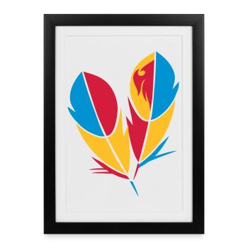 Two colorful feathers in bright colors - Framed poster (27 × 37 cm) - black - Front