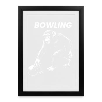 Cadeau Monkey Bowling - Affiche encadrée (27 × 37 cm) - noir - Devant