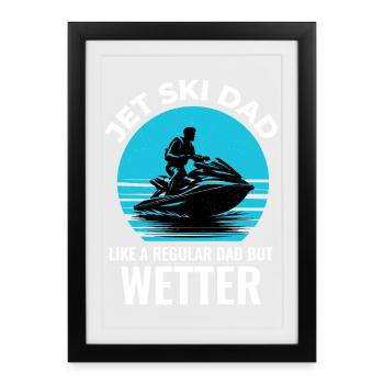 Papa Jet Ski drôle Vie au lac Été - Affiche encadrée (27 × 37 cm) - noir - Devant