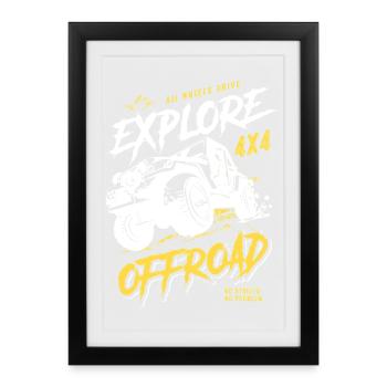 Aventure Tout-terrain Véhicule tout-terrain 4x4 - Affiche encadrée (27 × 37 cm) - noir - Devant
