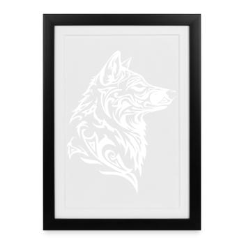 Nordic Wolf Tribal Wolf Head Tattoo - Framed poster (27 × 37 cm) - black - Front