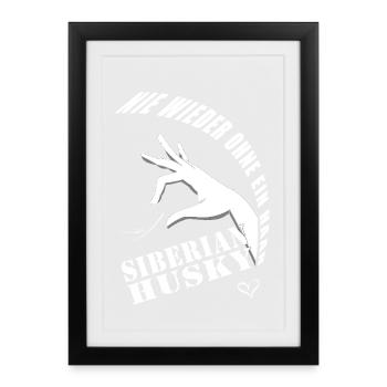 Siberian Husky never again without a hair heart - Framed poster (27 × 37 cm) - black - Front