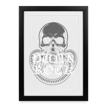 Crâne sombre avec masque à gaz et logo punkrock - Affiche encadrée (27 × 37 cm) - noir - Devant