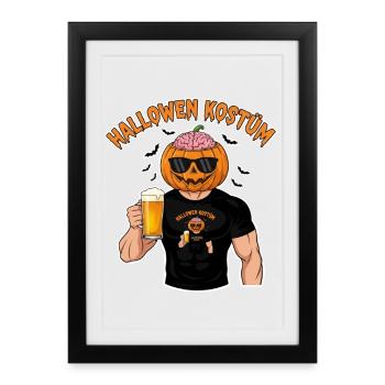Héros de la bière à la tête de citrouille d’Halloween - Affiche encadrée (27 × 37 cm) - noir - Devant