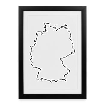 Contour de l’Allemagne – Conception de carte minimaliste - Affiche encadrée (27 × 37 cm) - noir - Devant