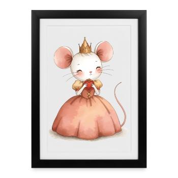 Mouse princess in pink dress children's design - Framed poster (27 × 37 cm) - black - Front