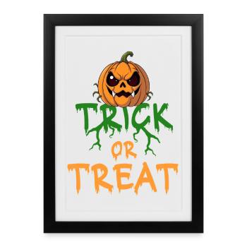Halloween Trick or Treat Citrouille Dire Horreur - Affiche encadrée (27 × 37 cm) - noir - Devant