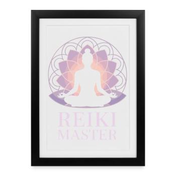 Reiki Master Chakra Energie Holistique - Affiche encadrée (27 × 37 cm) - noir - Devant
