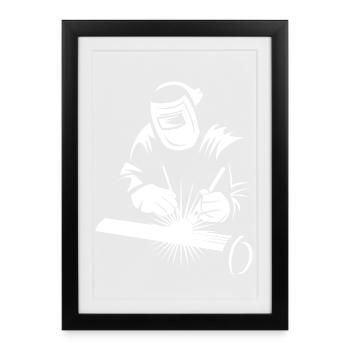 Minimalist Welder Silhouette Industrial - Framed poster (27 × 37 cm) - black - Front