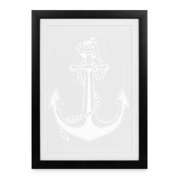 Anchor with rope motif - Framed poster (27 × 37 cm) - black - Front
