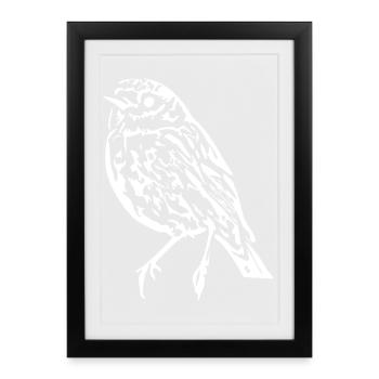T-shirt oiseau idée cadeau Noël - Affiche encadrée (27 × 37 cm) - noir - Devant