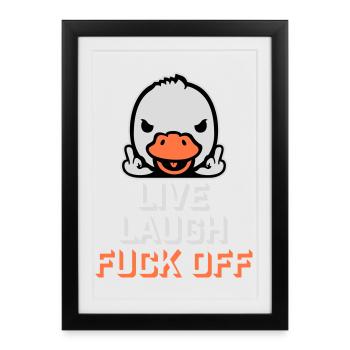Goose Live Laugh Duck Off Sunglasses Middle Finger - Framed poster (27 × 37 cm) - black - Front