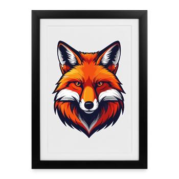 Wild Fox – Un motif animalier puissant pour les amoureux de la nature - Affiche encadrée (27 × 37 cm) - noir - Devant