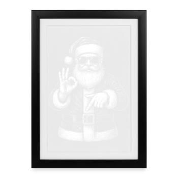 Santa six seven Zeichen Schwarz Weiß - Gerahmtes Poster (27 × 37 cm) - Schwarz - Vorne