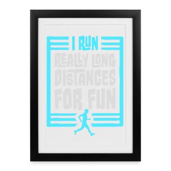 Je cours de très longues distances pour un marathon amusant - Affiche encadrée (27 × 37 cm) - noir - Devant