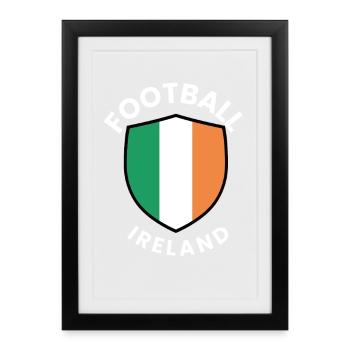Motif de football du blason du manteau d’Irlande - Affiche encadrée (27 × 37 cm) - noir - Devant