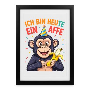 Monkey Costume Chimpanzee Animal Carnival Carnival - Framed poster (27 × 37 cm) - black - Front