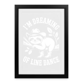 Träumendes Faultier Line Dance - Gerahmtes Poster (27 × 37 cm) - Schwarz - Vorne