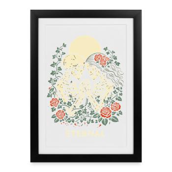 Eternal – Dark Love Skeleton Design dans le style gothique - Affiche encadrée (27 × 37 cm) - noir - Devant
