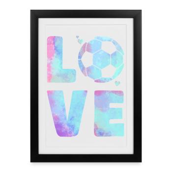 Love Football T-Shirt – Sport & Heart Design - Affiche encadrée (27 × 37 cm) - noir - Devant