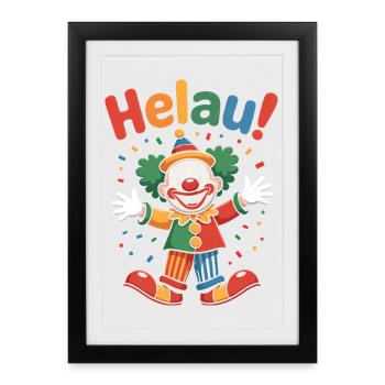 Costume de clown Helau Carnaval coloré Mayence Düsseldorf - Affiche encadrée (27 × 37 cm) - noir - Devant