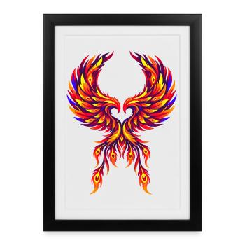 Cœur de Phénix – Deux âmes dans le feu de la connexion - Affiche encadrée (27 × 37 cm) - noir - Devant