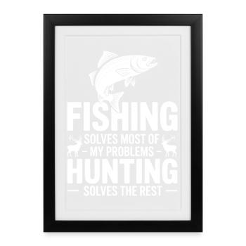 Fishing Solves Most Problems - Framed poster (27 × 37 cm) - black - Front