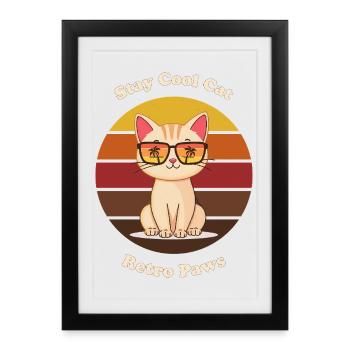 Retro Cool Cat - Framed poster (27 × 37 cm) - black - Front