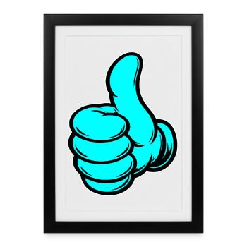 OK Comic Thumbs Up Hand Icon - Framed poster (27 × 37 cm) - black - Front