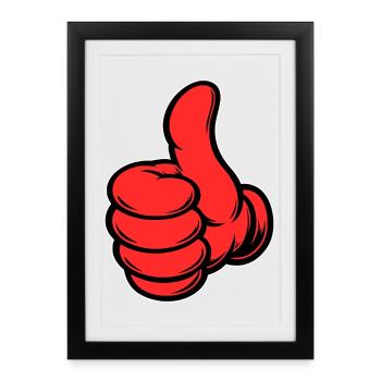 OK Icône de main Pouce en l’Aire En Comic, Rouge - Affiche encadrée (27 × 37 cm) - noir - Devant