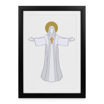 Saint Auréole Jésus à bras ouverts - Affiche encadrée (27 × 37 cm) - noir - Devant