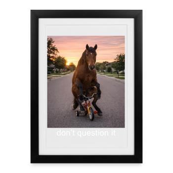Dont Question It Horse Meme Funny Humor - Framed poster (27 × 37 cm) - black - Front