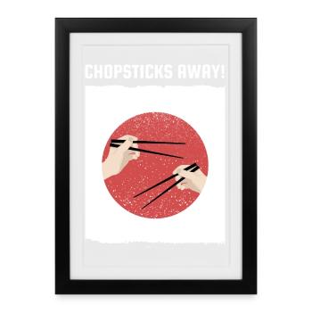 Chopsticks Away Ramen Japanese Flag  - Framed poster (27 × 37 cm) - black - Front