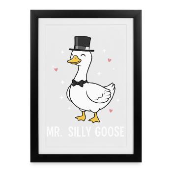 Mr. Silly Goose Groom Cute Wedding Pun - Framed poster (27 × 37 cm) - black - Front