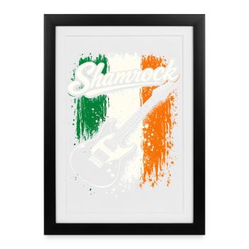 St Patrick Electric Guitar Irish Flag Rock - Framed poster (27 × 37 cm) - black - Front