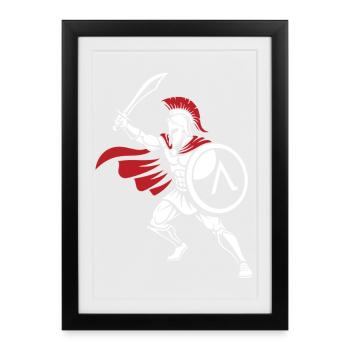 Guerrier Spartiate Épée Mascotte Spartan Strike - Affiche encadrée (27 × 37 cm) - noir - Devant