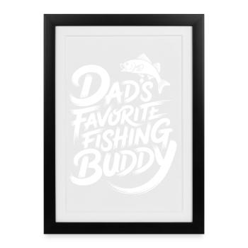 Le compagnon de pêche préféré de papa - Affiche encadrée (27 × 37 cm) - noir - Devant