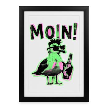Punker Möwe Kiez Schanze Moin - Framed poster (27 × 37 cm) - black - Front