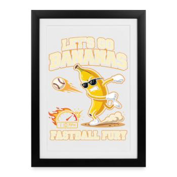 Lets Go Bananas Fastball Fury Baseball Design - Framed poster (27 × 37 cm) - black - Front