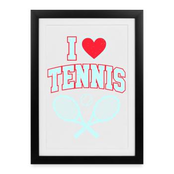 J’adore le t-shirt de tennis, style fan de tennis cool - Affiche encadrée (27 × 37 cm) - noir - Devant