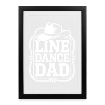 Line Dance Dad Cowboy - Gerahmtes Poster (27 × 37 cm) - Schwarz - Vorne