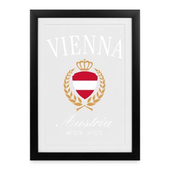 Couronne d’armoiries de Vienne Autriche – Souvenir de voyage - Affiche encadrée (27 × 37 cm) - noir - Devant