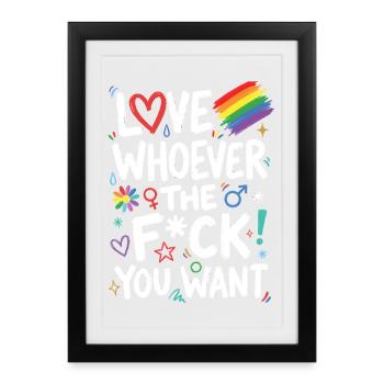 LGBT-Pride-Monat – Liebe wen zum Teufel du willst - Gerahmtes Poster (27 × 37 cm) - Schwarz - Vorne