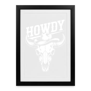 Line Dance Howdy Western Buffalo Skull - Framed poster (27 × 37 cm) - black - Front
