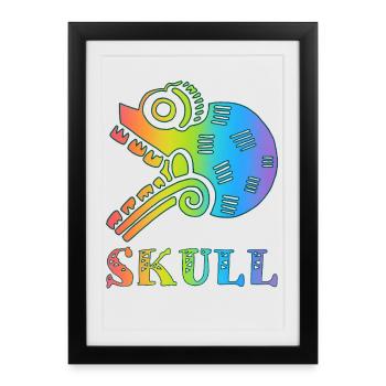 Multicolored Tribal Skull - Framed poster (27 × 37 cm) - black - Front