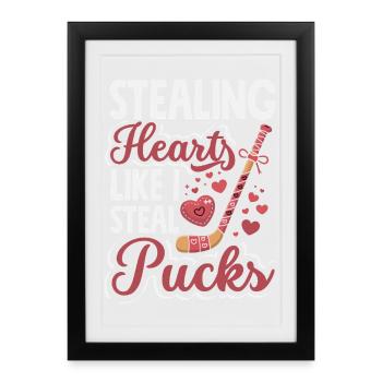 Cœur rétro design de la Saint-Valentin Amour - Affiche encadrée (27 × 37 cm) - noir - Devant