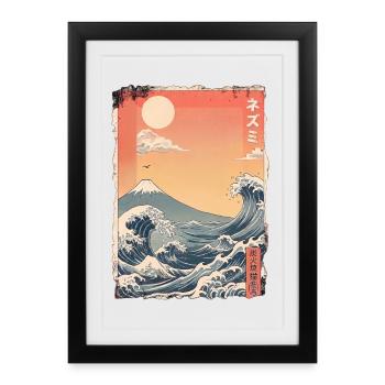 Kawaii Natur - Gerahmtes Poster (27 × 37 cm) - Schwarz - Vorne