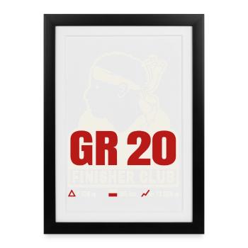 GR20 Finisher Corse randonnée cadeau randonneur - Affiche encadrée (27 × 37 cm) - noir - Devant