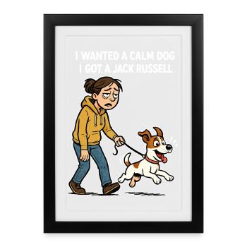 J’ai un Jack Russell - Design de bande dessinée drôle - Affiche encadrée (27 × 37 cm) - noir - Devant